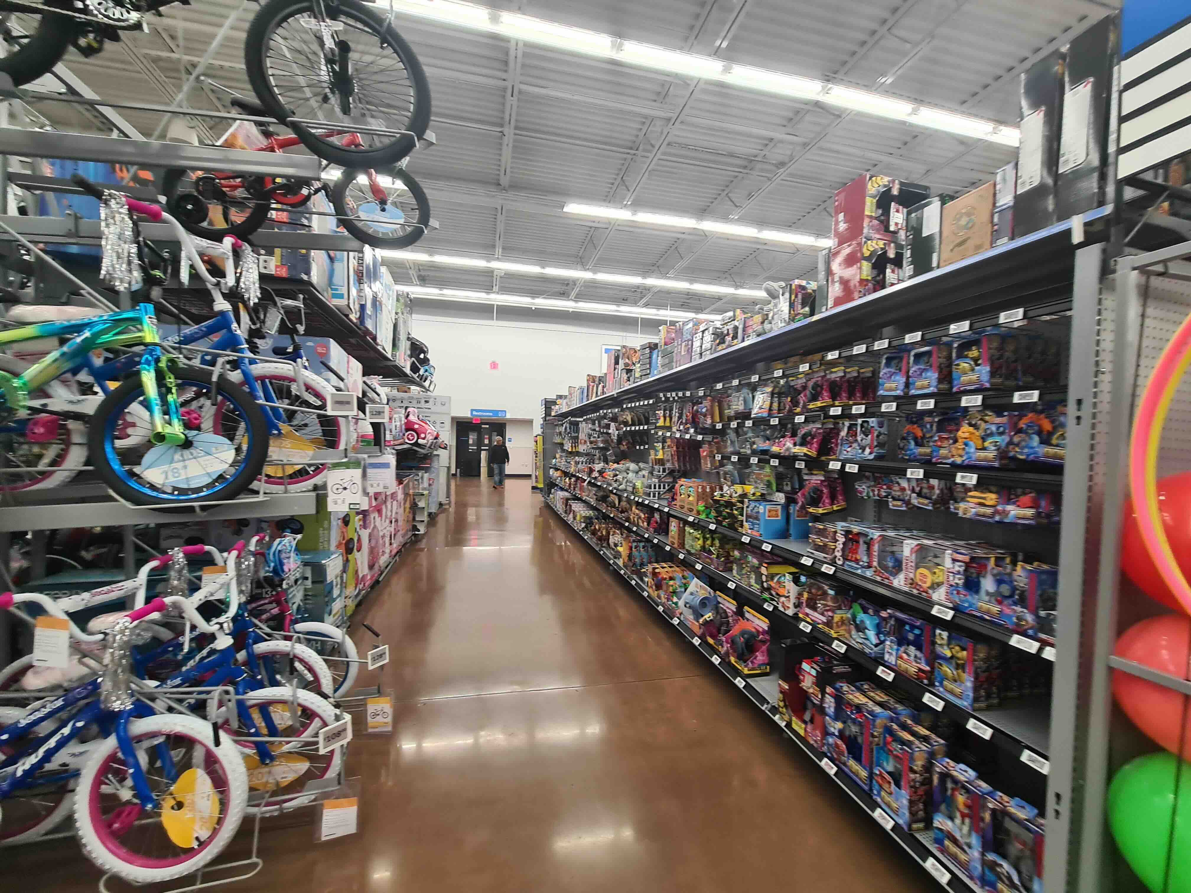 Walmart store aisle with a wide range of merchandise